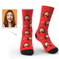Stacked personalised photo socks presented as personalised gifts for Valentine’s Day, Mother’s Day and weddings — unisex novelty keepsakes