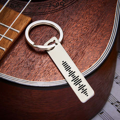 Personalised Music Code Keychain - Custom Engraved 3D Bar Keyring