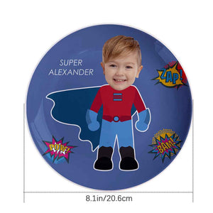 Personalized Face Superman Ceramics Plate Tableware For Kids