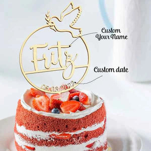 Custom Name Cake Topper Personalized Dove Wooden Cake Decoration