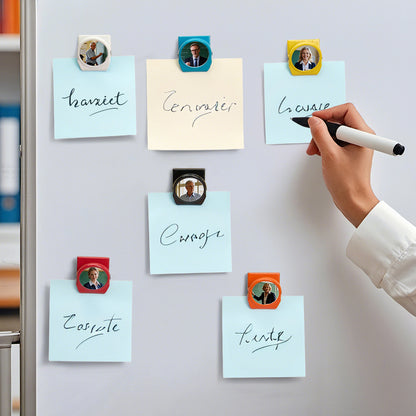 Close‑up of a personalised magnetic clip with couple photo – ideal Valentine’s Day gift and fridge photo clip