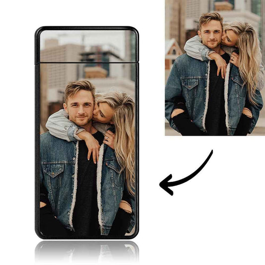 Personalized Photo Lighter - Black Scrub Rechargeable Electric Lighter with Custom Photo