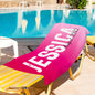 Personalised gradient beach towel 70x140cm with custom name in vivid print — lightweight, fast-dry custom towel ideal as a beach gift