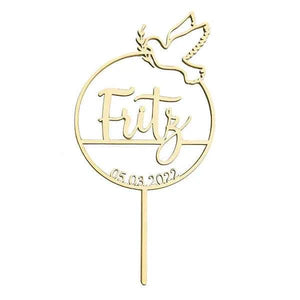 Custom Name Cake Topper Personalized Dove Wooden Cake Decoration