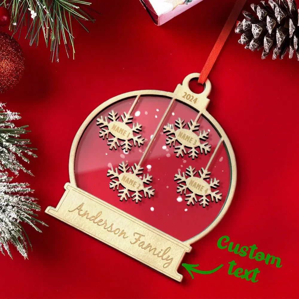 Personalised Wooden Family Christmas Ornament - Custom Engraved Name Bauble