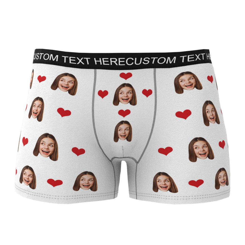 Custom Photo Heart Boxer Briefs | Personalised Men's Underwear