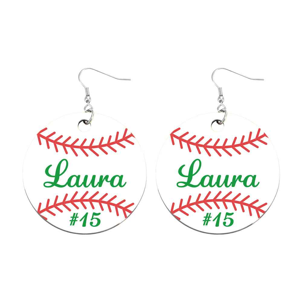 Personalized Baseball Softball Wooden Earrings Birthday Anniversary Gift for Sports Lover