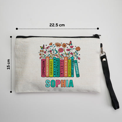 Personalised floral pencil case used as art-supplies pouch – lightweight, durable canvas for creatives
