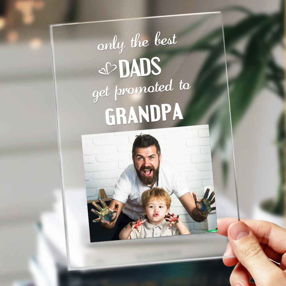 Father's Day Gift Custom Photo Night Light Only the Best Dads Get Promoted to Grandpa