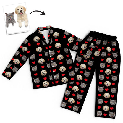 Close-up of printed panel and lapel on personalised pyjamas — 97% polyester with spandex stretch and heat-transfer print for vivid colour and excellent fade resistance