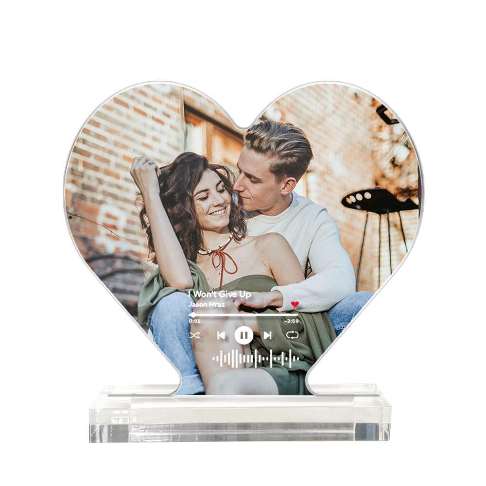 Personalised Heart Shaped Acrylic Plaque - Custom Photo & Text Gift