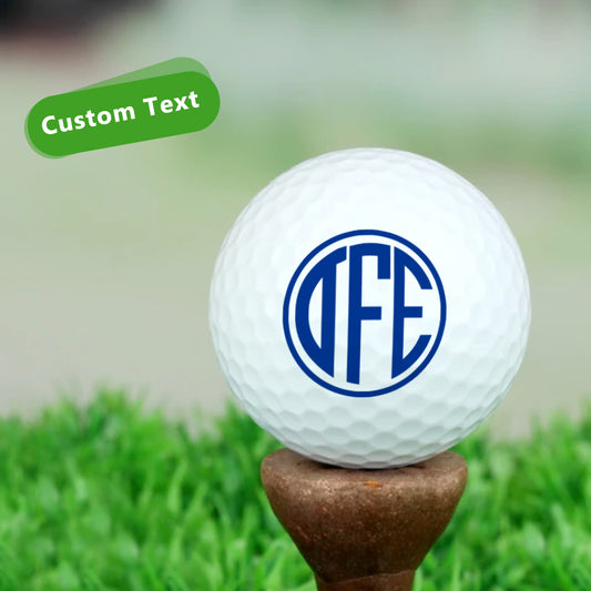 Personalised monogram golf ball with custom UV-printed initial — durable rubber, wind‑tunnel dimple surface for longer, more stable flight