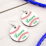 Personalized Baseball Softball Wooden Earrings Birthday Anniversary Gift for Sports Lover