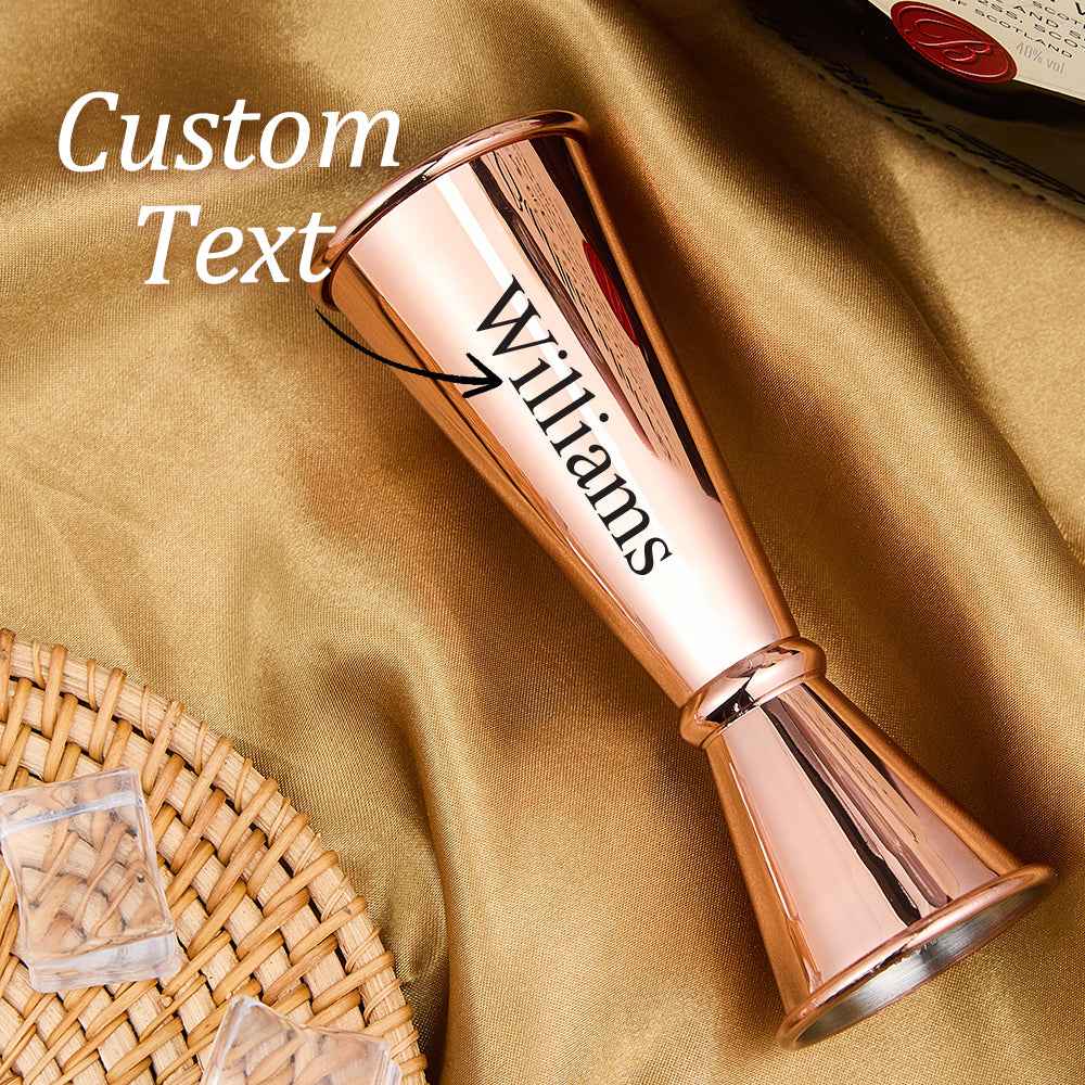 Personalized Engraved Text Stainless Steel Cocktail Jigger Measurements Gift for Bartender