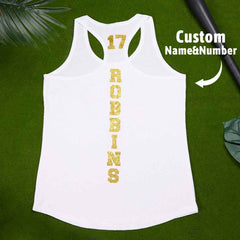 Personalized Tank Top Glitter Baseball Softball Heart Women's Vest Gift for Sport Lovers