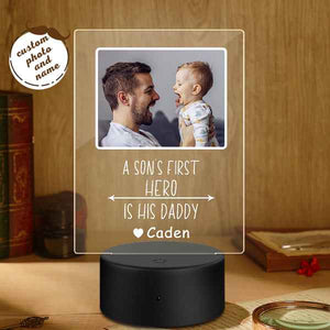 Custom Name and Photo Plaque with Base Night Light Father's Day Gift