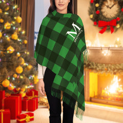 Personalised Initial Name Fringe Scarf - Custom Winter & Autumn Wrap