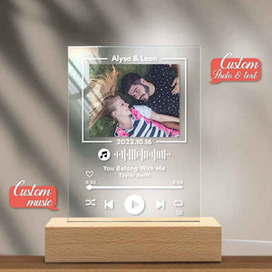 Custom Glass Code Plaque Music Keychain/Plaque 7 Color Night Light Gift For Anniversary