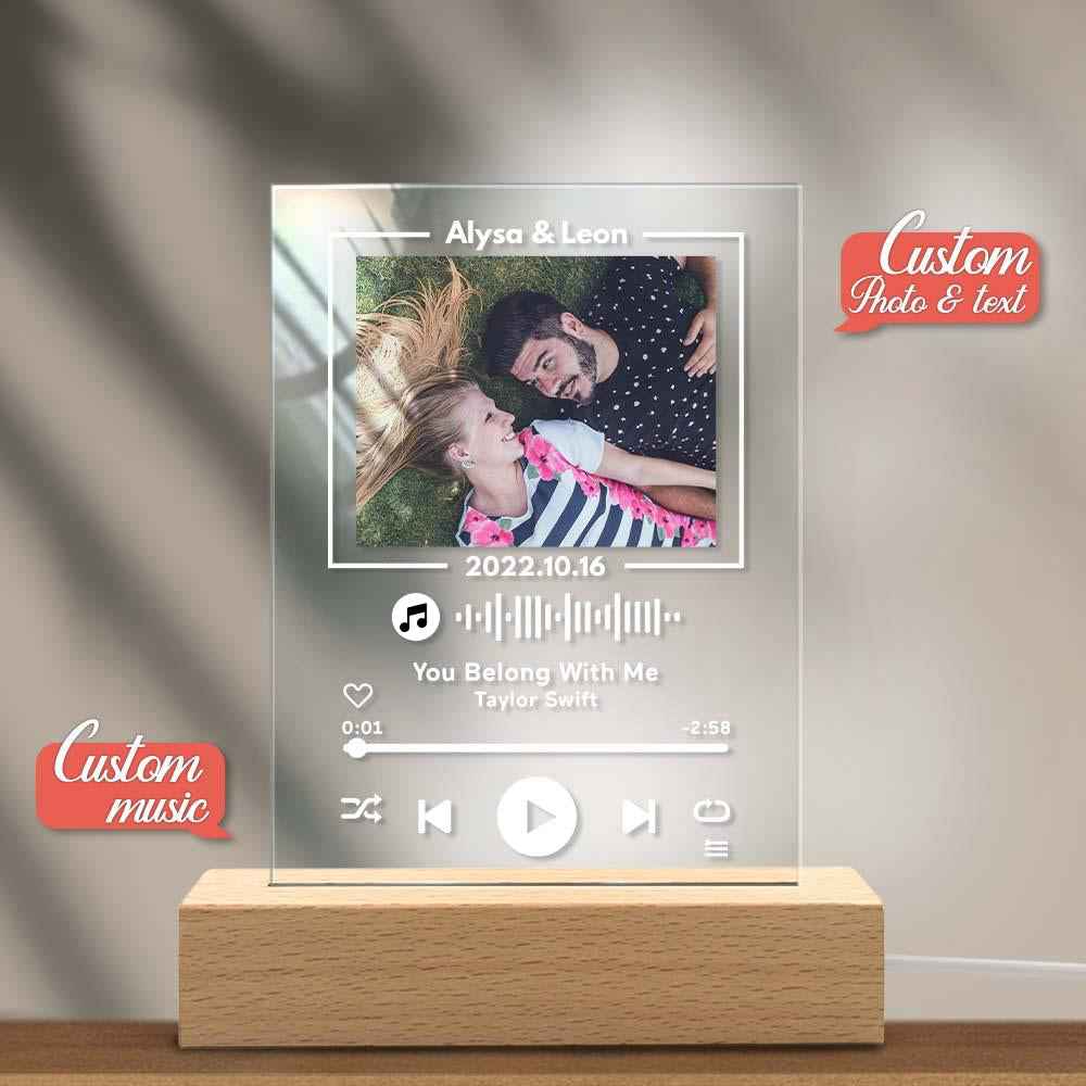 Custom Glass Code Plaque Music Keychain/Plaque 7 Color Night Light Gift For Anniversary