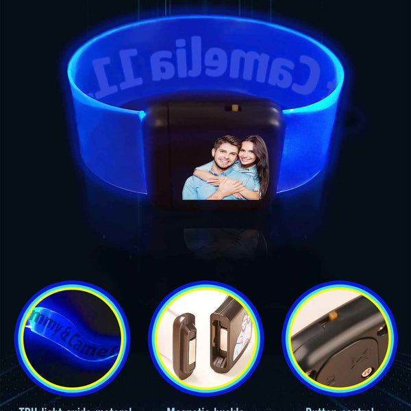 Personalized Photo & Text Glow Bracelets with Photo LED Bracelets Party Supplies for Wedding Birthdays Concerts