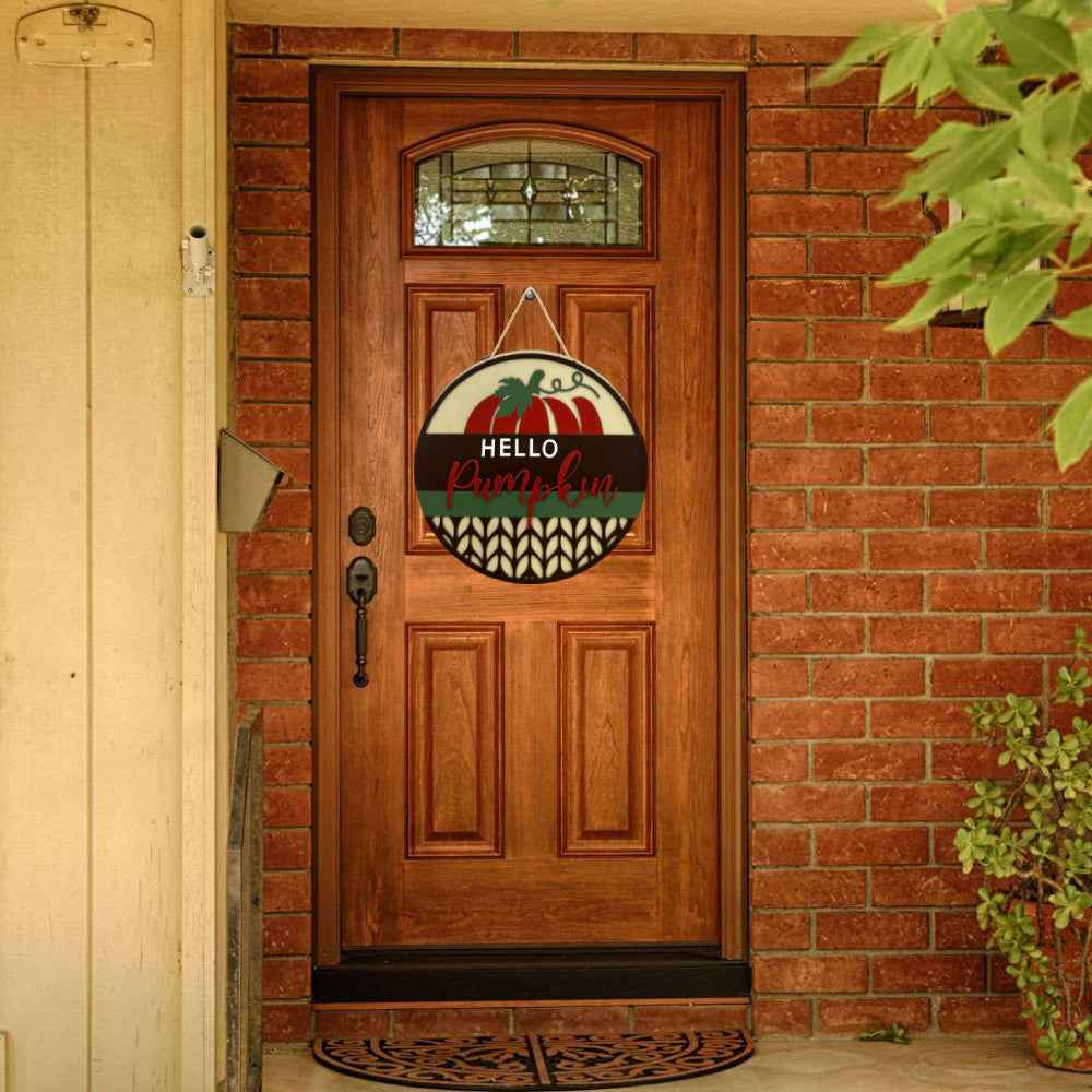 Fall Welcome Sign for Front Door Hello Pumpkin Farmhouse Wreath Porch Decor Hanging Decoration Gifts