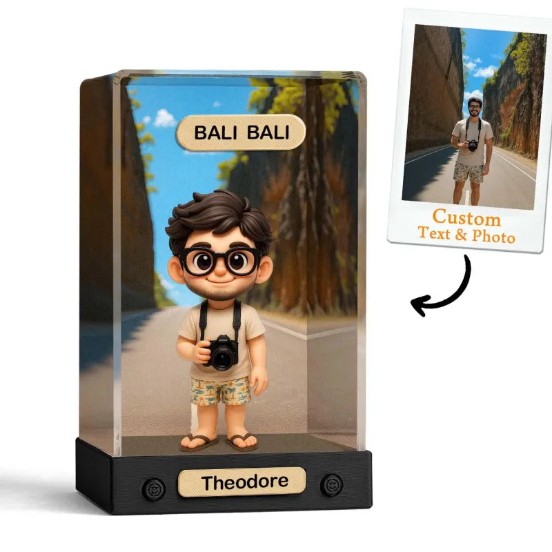 Personalised 3D Mini Figure from Your Photo - Custom Acrylic Box Gift