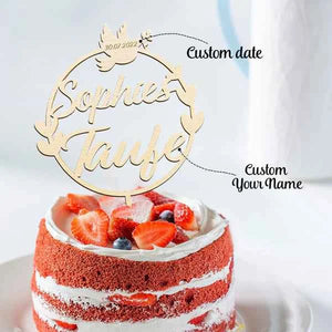 Custom Name Cake Topper Personalized Dove Wooden Couple Cake Decoration