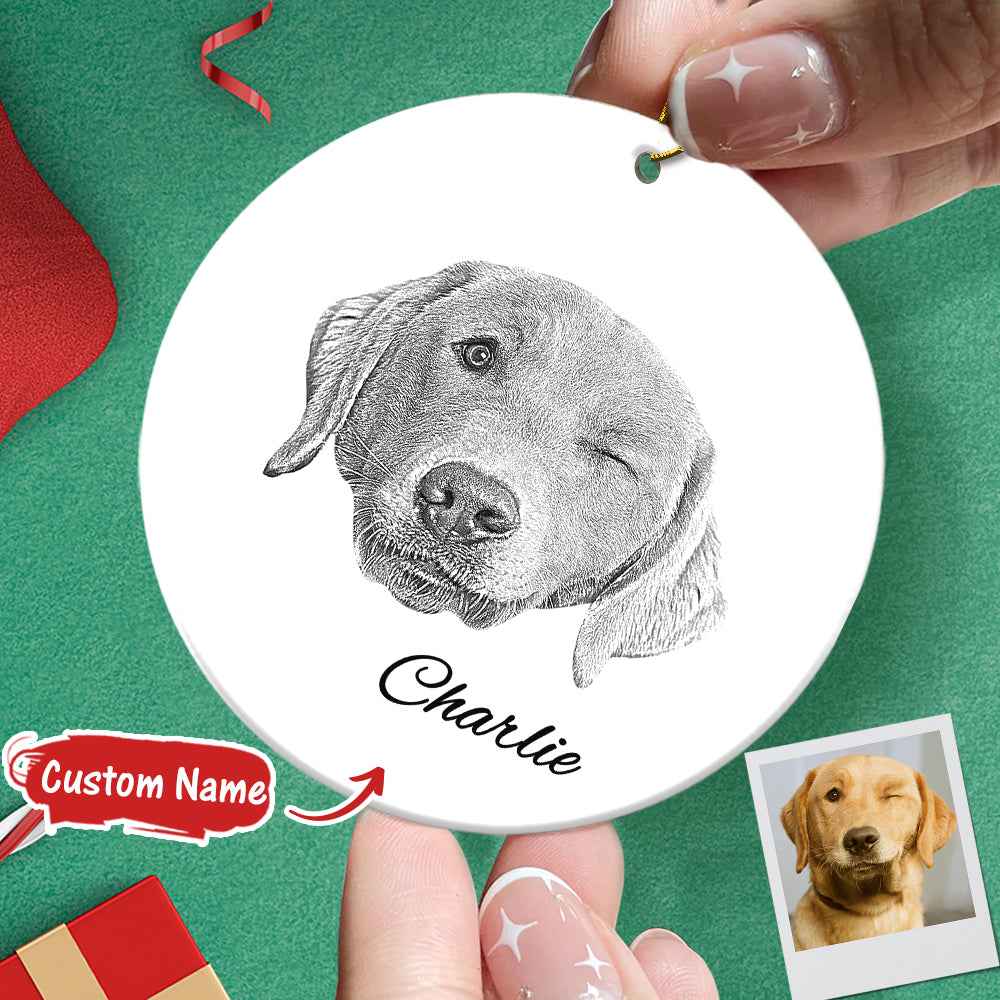 Personalized Pet Ornament Christmas Pet Face and Name Ornaments Gift for Pet Lovers