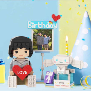 Full-body Custom 1 Person Brick Figures with Photo and Name Best Birthday Gift for Her