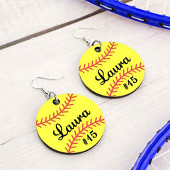 Personalized Baseball Softball Wooden Earrings Birthday Anniversary Gift for Sports Lover