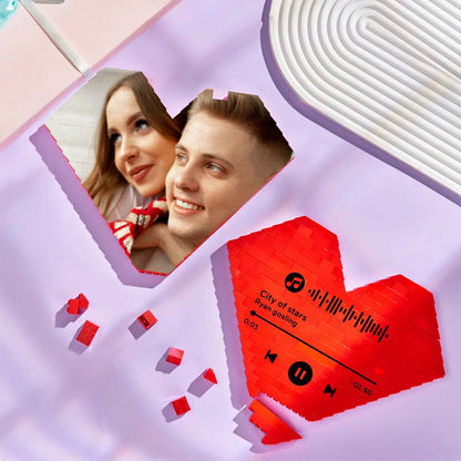 Personalised Building Brick Heart - Custom Photo Valentine's Gift for Loved Ones