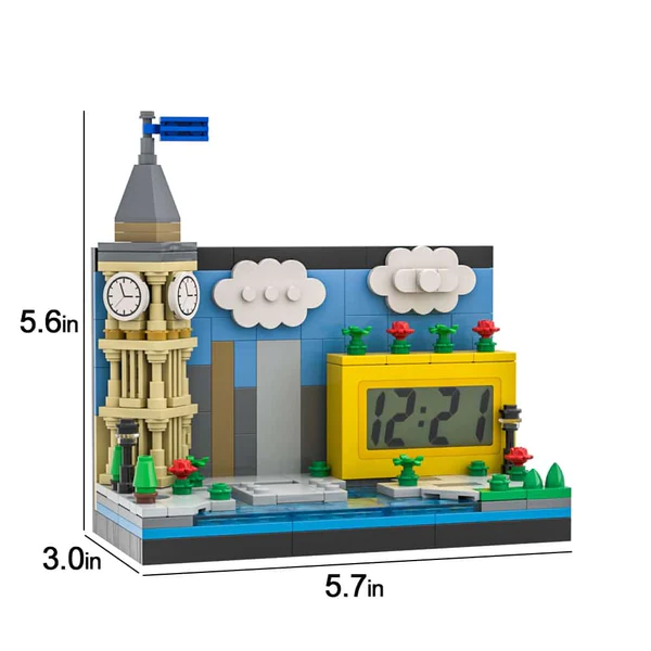 Personalised Brick Figure Clock - Custom Christmas Gift with Mini City Scene