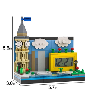 Personalised Brick Figure Clock - Custom Christmas Gift with Mini City Scene
