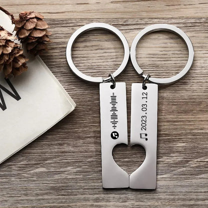 Reverse view of personalised stainless steel keyring with engraved message and heart cut‑out – low‑maintenance durable keychain