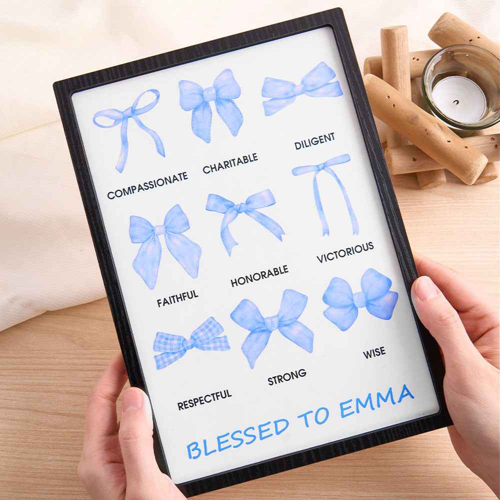 Personalized Bow Wooden Plaque with Biblical Text Birthday Gift for Her