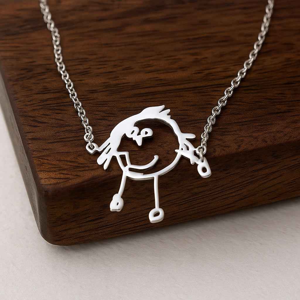 Personalized Line Art Necklace – Custom Pendant Made from Your Drawing