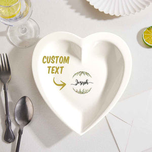 Custom Name Heart Shaped Plate Personalized Ceramics Dinner Plate