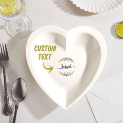 Custom Name Heart Shaped Plate Personalized Ceramics Dinner Plate