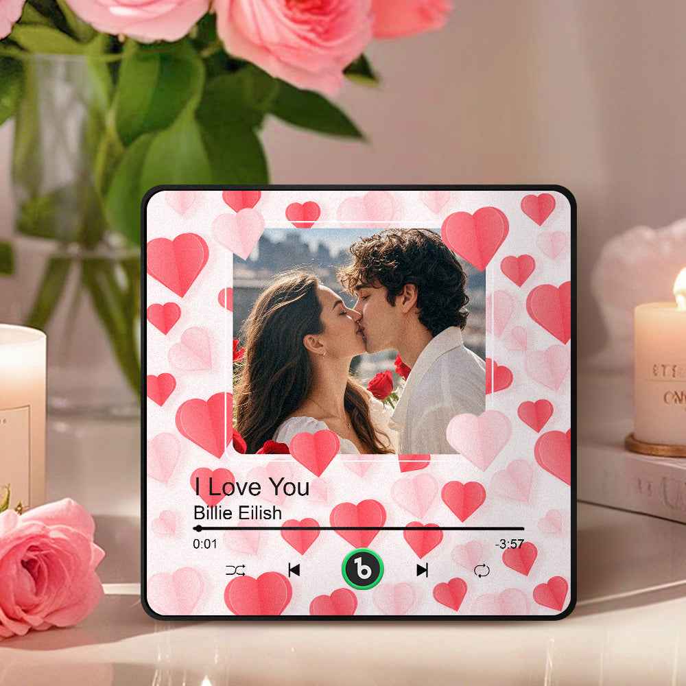FridgeBeats Framed Custom Photo with Hearts Music Fridge Magnet Sticker Special for Valentine's Day New 4.0 Upgrade Colorful Frame