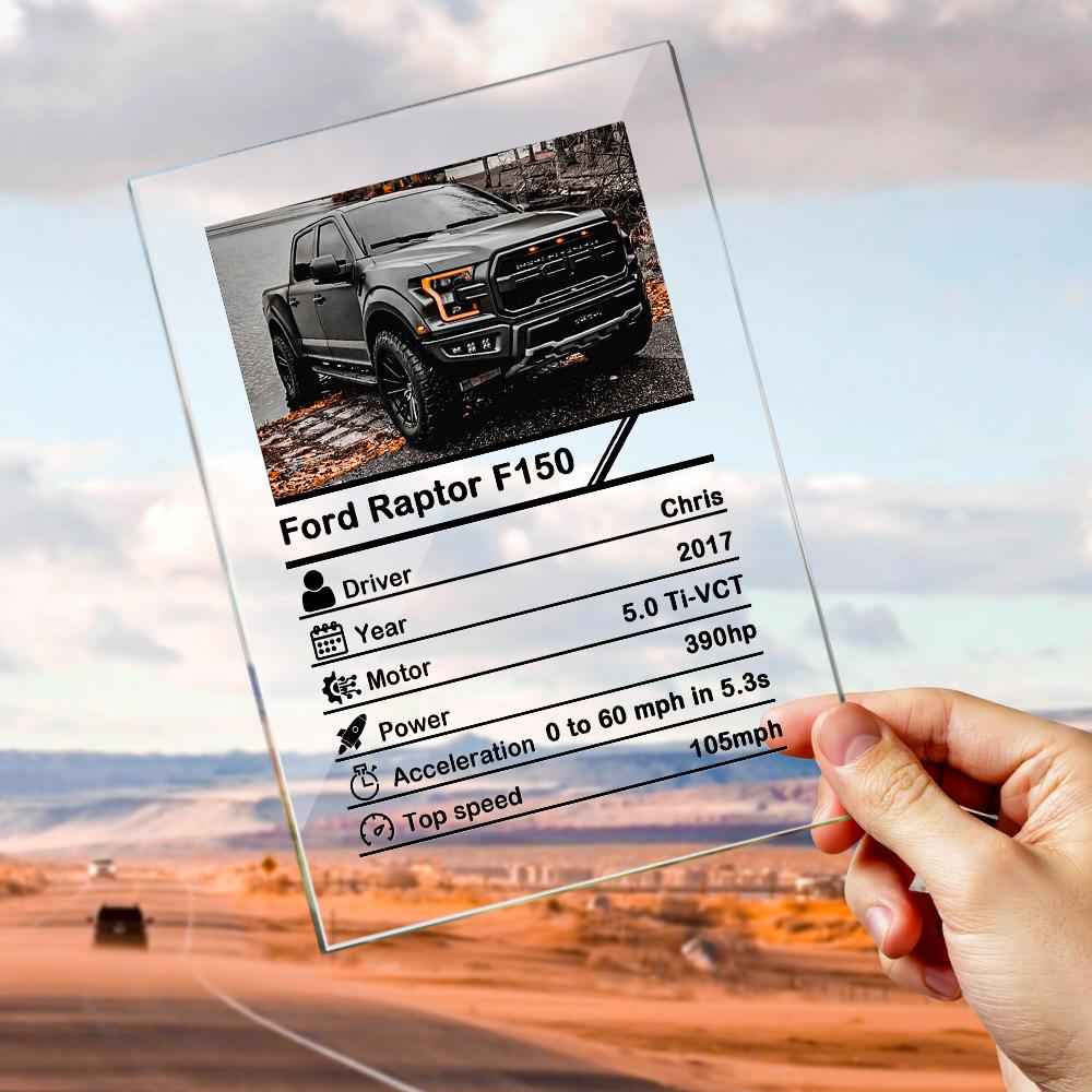 Personalized Photo Acrylic Plaque Custom Car Information Table Decor Ornament - 12*16cm