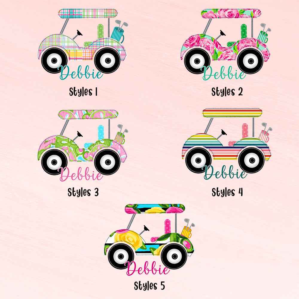 Custom Name Golf Cart Canvas Makeup Bag - Personalized and Stylish Storage