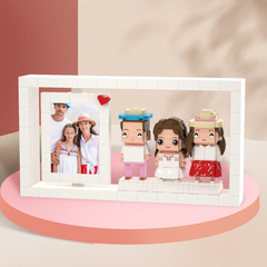 Custom 3 People Full Body Brick Figure Photo Frame | Personalised Family Gift