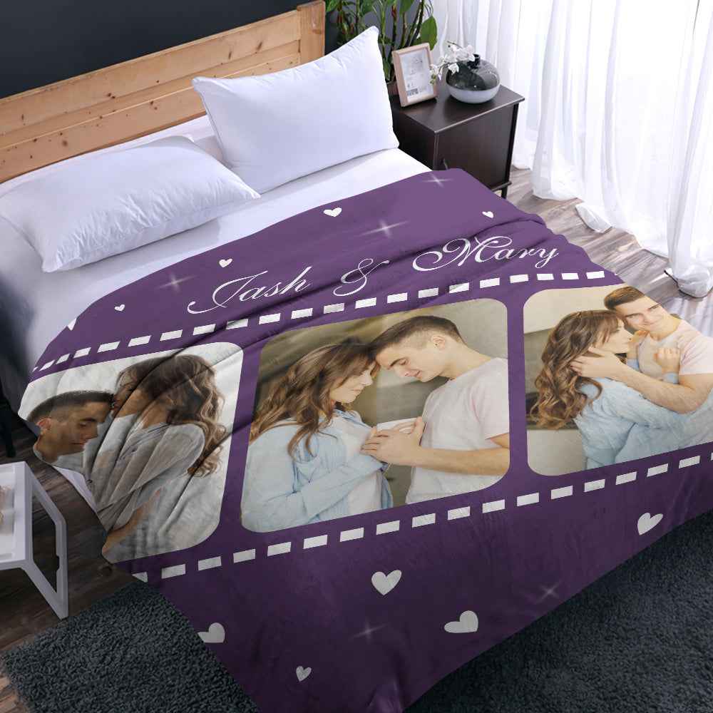 Valentine's Day Personalized Movie Film Photos and Text Blankets