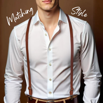 Personalised Men's PU Leather Suspenders with Engraved Name | Groomsmen Gift