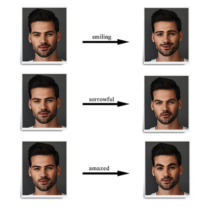 Custom portrait options showing fixed and moveable head styles — personalised funny expression canvas, short hair recommended for moveable heads