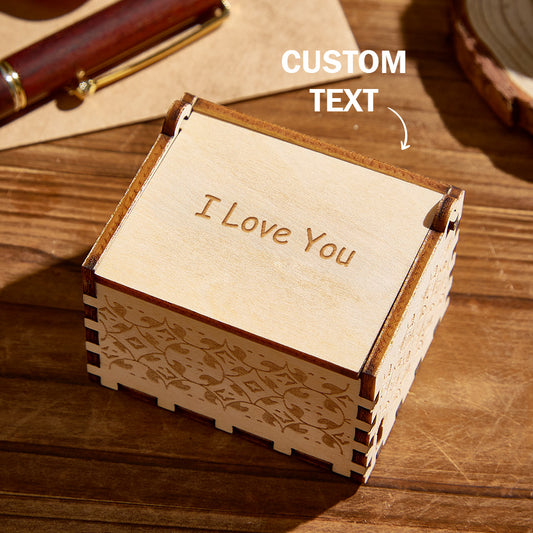 Personalised anime-style photo music box featuring a hand-drawn portrait on a polished wooden case with custom melody — ideal bespoke keepsake gift.