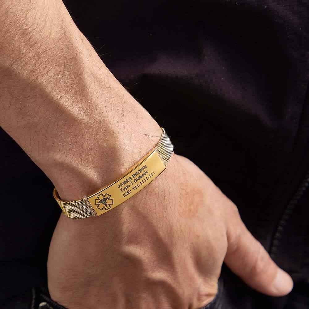 Personalized Emergency Medical Alert ID Bracelet with Text Adjustable Bracelet Gift for Diabetes Epilepsy Autism