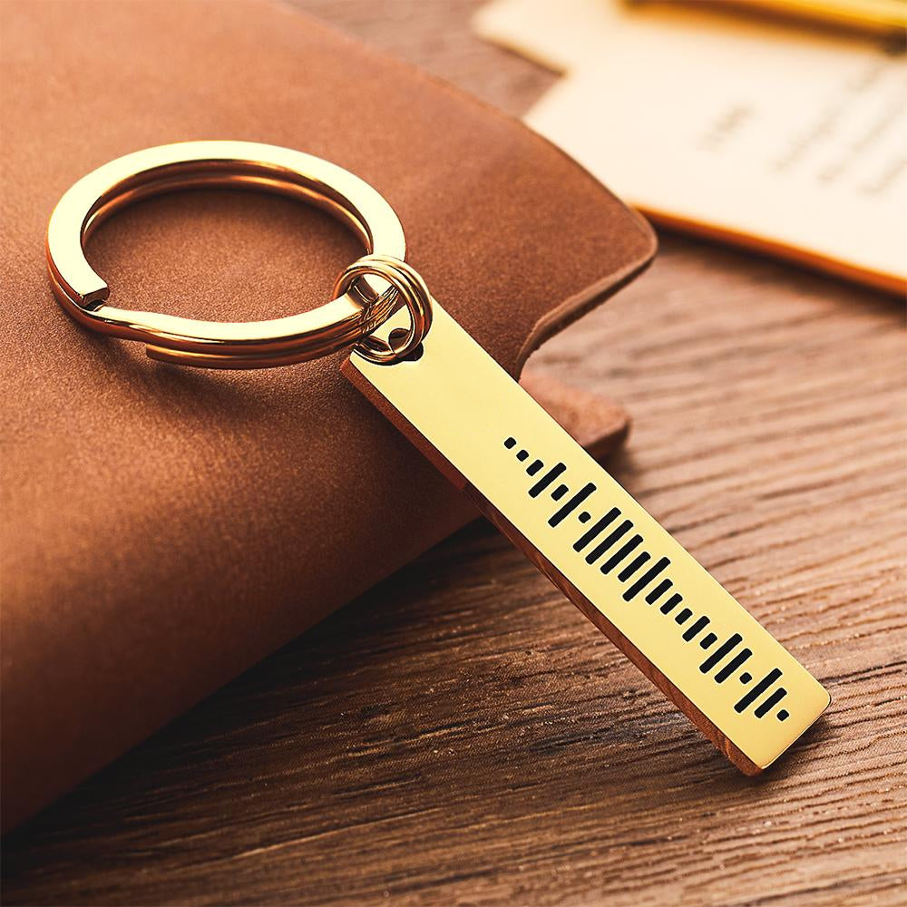 Size guide for 3D vertical bar keychain showing dimensions 40.25mm by 10.18mm – compact stainless steel engraved Spotify keyring