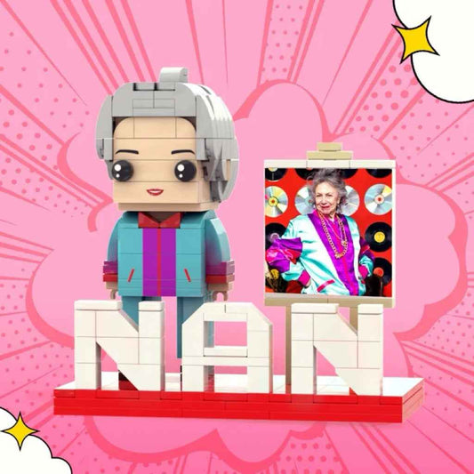 Full Body Custom NAN 1 Person Brick Figure with Photo Mother's Day Gift for Grandma