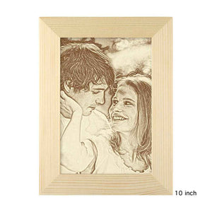 Personalized Engraved Photo Frame Wooden Sketch Effect - 6 Inches 8 Inches 10 Inches